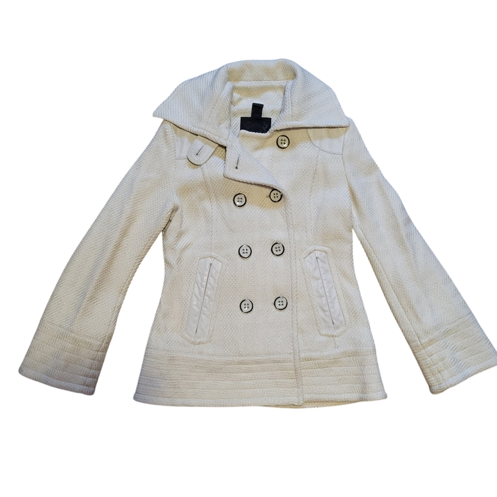 Mackage women's wool leather cream  pea coat size M